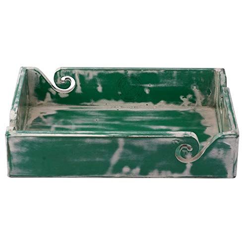 Hind Handicrafts Solid Handmade Crafted Wooden Portable Antique Yarn Storage Bowl Tray - Holder for Knitting Crochet Hook Accessories - Multipurpose Organiser (Green, 12" x 8" x 2.5") - color: Green