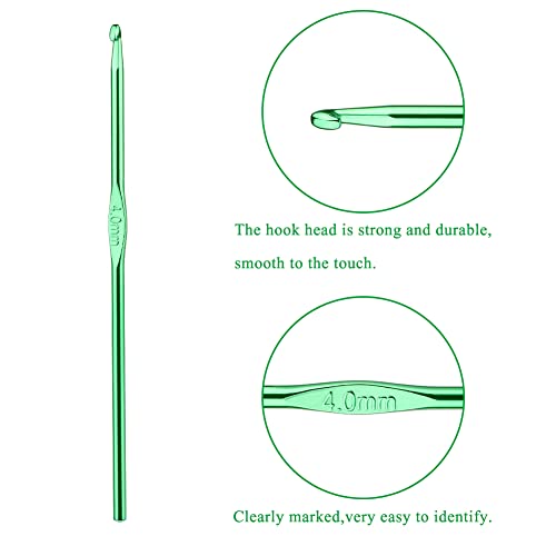Iuuidu 4mm Aluminum Crochet Hook, Smooth Crochet Needles | Crochet Hooks for Arthritic Hands, Knitting Needles for Yarn Craft, Great Handmade DIY Present for Friends, Random Color - color: Aluminum Crochet Hook, size: 4.0mm