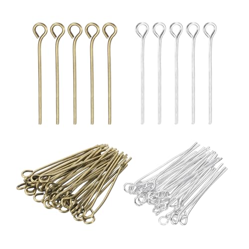PATIKIL 1 Inch Eye Pins, Jewelry Making Headpins Straight Pins Findings Bendable for DIY Craft Bracelet Necklace Earring Pendant Making Supplies-400Pcs(Silver Bronze) - color: Silver Bronz, size: 1 Inch