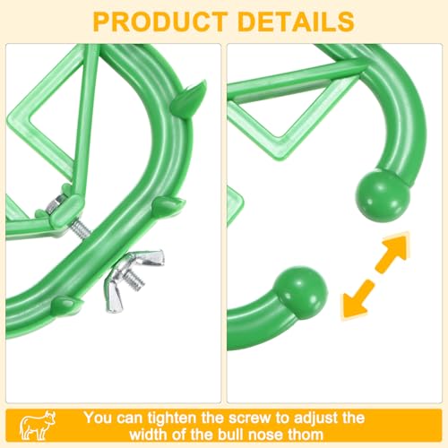 M METERXITY 10-Pack Cow Nose Rings Set, Plastic Farm Livestock Cow Nose Clip with 0.79" Long Spikes for Farm Cattle Prevent Milk Sucking [Green/Yellow] - color: Green/Yellow