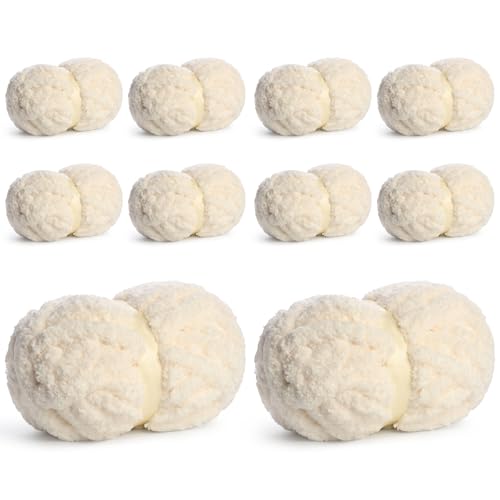 Chunky Jumbo Chenille Yarn #10 Milky White 10 Pack | 200g/22yds Super Bulky Baby Soft Yarn for Hand Knitting Fluffy Chunky Knit Throw Blanket Yarn - color: Milky White