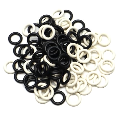 (100 Pack) Soft Stitch Ring Markers for Knitting and Crochet - Flexible, Snag-Free Rubber Stitch Markers (Small Size for Needle Sizes 0-8, Black & White) - size: Small (Needle 0-8), Black/White