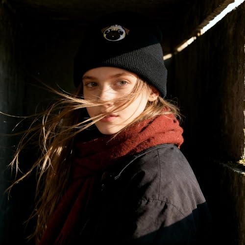 Personality Animal Head Embroidery Knit Beanie Hat for Adult and Big Kids Winter Warm Skull Cuffed Hats - color: Dog-pink