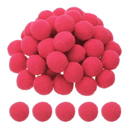 PATIKIL 1inch Pom Poms for Crafts, 500pcs Small Pompoms for Crafts Mini Puff Balls Bulk High Elasticity Fuzzy Balls for Hats Christmas Art DIY, Rose Red - color: Rose Red, size: 1inch