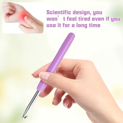 SHWAKK Crochet Hook, 6.5 mm Ergonomic Crochet Hooks for Arthritic Hands | Crochet Needles, Knitting Needles with Soft Handle Beginners and Experienced Hobbyists(6.5 mm) - size: 6.5mm