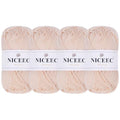 NICEEC 4 Skeins Soft Baby Cotton Yarn 352yds/7.04oz - Skin | Crochet & Knit, DIY Project Starter Kit，Handbag，Sun Hat，Shoes， Shopper Bag - color: Skin