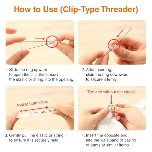 TUKUMO Drawstring Threaders 4pcs Effortlessly Threads Elastic Cord, Drawstrings, Cords Made in Japan