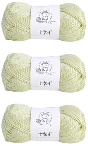 Linen Rayon Lyocell Blend Yarn, Superfine Fingering Weight (1), 150g/5.29oz (3 Strands, 50g/230yds per Strand)- 09 Sweet Pea - color: SM09-Sweet Pea