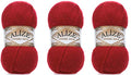 Alize Angora Gold Yarn 20% Wool 80% Acrylic Lot of 3skn 300gr 1805yds Thread Crochet Lace Hand Knitting Turkish Yarn (106-Red) - color: 106-Red