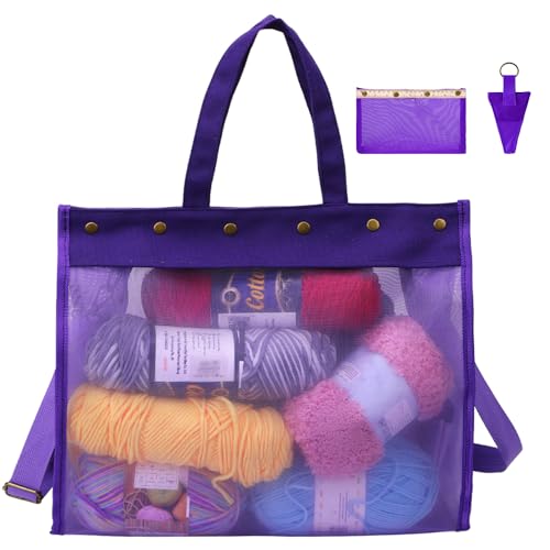 Knitting Bag Large Yarn Storage Organizer,Crochet Bags and Totes,Purple - color: Purple