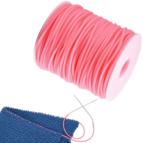 CRASPIRE 54.68 Yards 2mm Hollow Pipe Rubber Tube Cords Barber Cord for Knitting Stitch Holder Tubing Keeper 1mm Hole Rubber Cord with Spool Hotpink for Bracelet Jewelry Making DIY Crafts Bead Creation - color: Hotpink