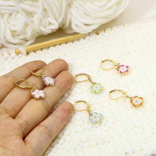 DoreenBeads Stitch Markers for Crocheting and Knitting | Alloy Enamel Crochet Marker Crochet Gifts for Knitting Weaving Sewing Accessories Quilting Jewelry Making - color: Cherry Blossom in Gold