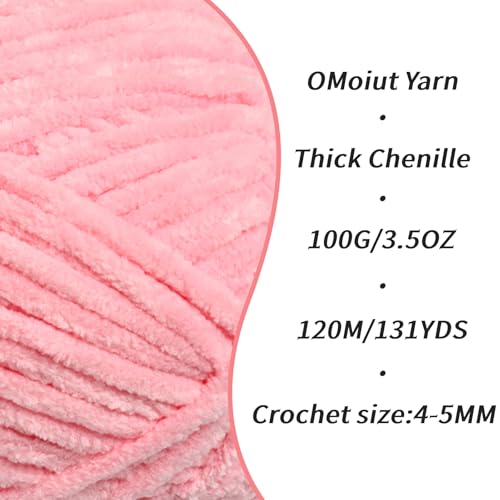 2 Pack Pink Fluffy Velvet Yarn for Crocheting,Chunky Chenille Baby Blanket Yarn for Crochet,Soft Fuzzy Puzzle Yarn for Knitting,(100g/3.53oz Each) Bulky Thick Amigurumi Crochet Yarns - color: 2 Pink