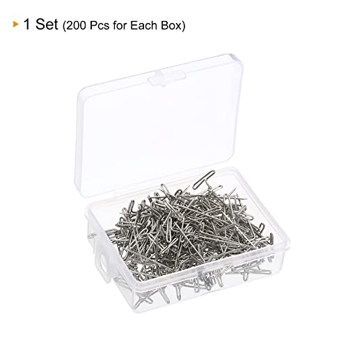 PATIKIL 1 Inch T-Pins, 200 Pack Stainless Steel Blocking Pin Needles for Modelling Crafts, Silver - size: 27mm