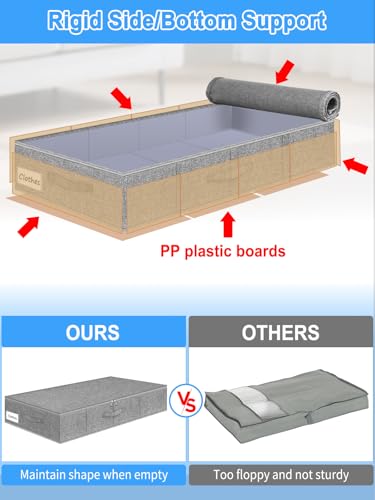 6.7-Inch Under Bed Storage Bin with Zipper Lid, Rigid Sides,2 Pack, Gray | Zipped Lid, Rigid Sides & Bottom, Large Clothes Organizer Box, Off-season Storage, Bedrooms, Closet Organization - color: Gray-Rigid-2pcs, size: 6.7 Inch