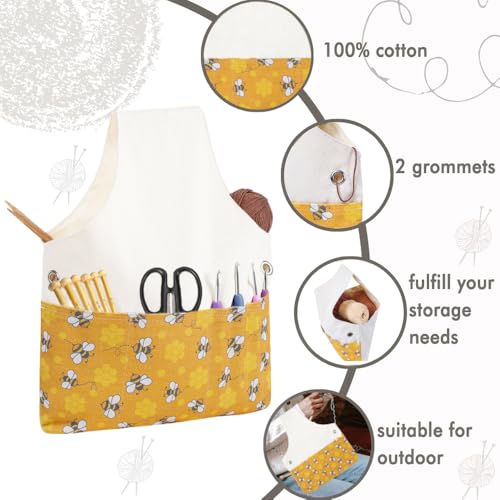 TOGETRUE Yarn Bag, Knitting Crochet Tote Bag, Yarn Storage Bag Organizer | Lightweight, Portable - color: Bees, size: Small