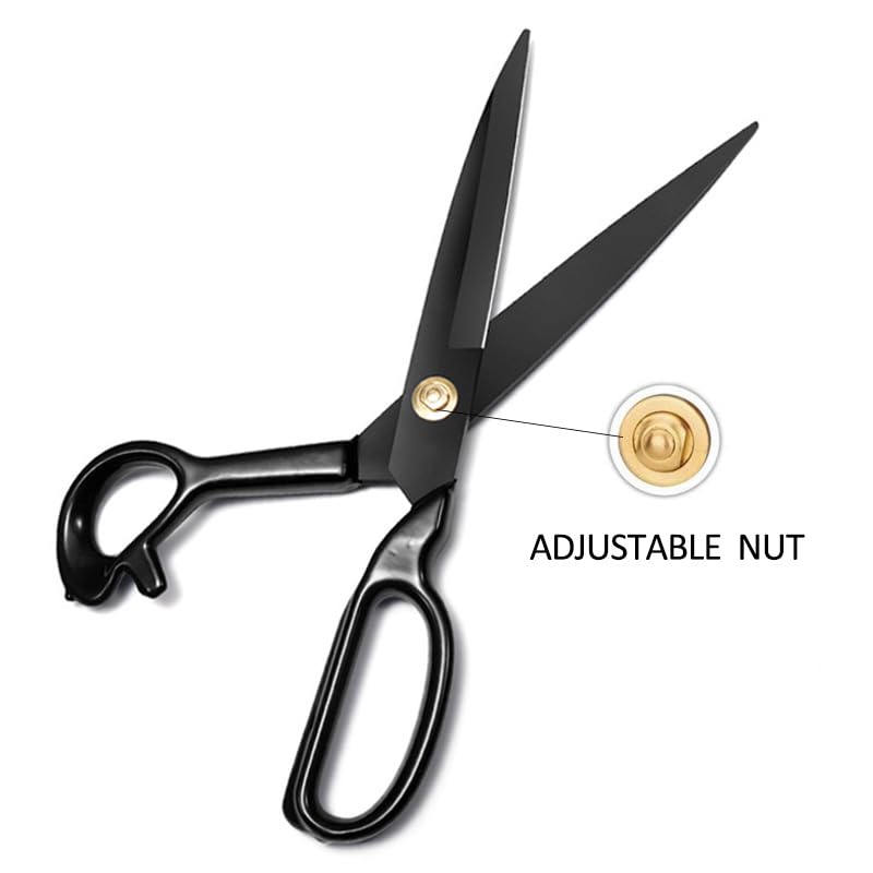 Fabric Sewing Scissors 10 Inch Heavy Duty Tailor Shears Professional | 10 Inch Professional High Carbon Steel Sewing Scissors with Sharp Blades and Rubber Handle for Fabric and Leather Cutting