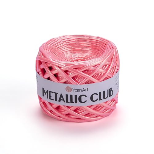 YarnArt Metallic Club Super Bulky T-Shirt Yarn - 100% Polyester, 6.35 oz / 180 gr, 60 yrds / 55 Meters - Shiny Colors for Handbags, Rugs, Chic Night Bags, Crochet (8123) - color: 8123