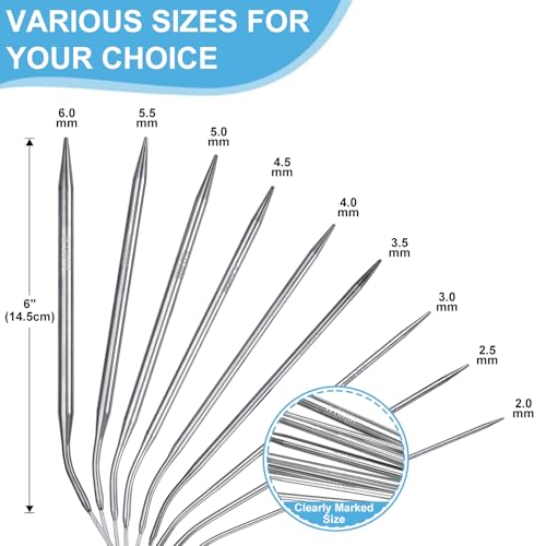 Circular Knitting Needles Set,9 Pcs Round Long Stainless Steel Knitting Needles Kit (47 Inch/120cm),9 Sizes from 2mm-6mm,with Small Tools for Beginners,Making Sweater,Scarf,Blanket,Weave DIY Lover - size: 120cm(from tip to tip)
