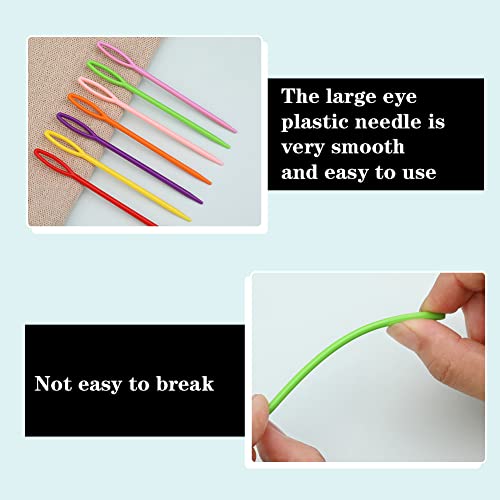 LUNARM 50PCS Plastic Needles for Yarn Large Eye Sewing Needles | 9cm/3.54inch Plastic Needles in Box for Crafts, Weaving Projects, Canvas Embroidery, Sturdy Easy Thread for Fine Motor Skills - size: 3.54 inches