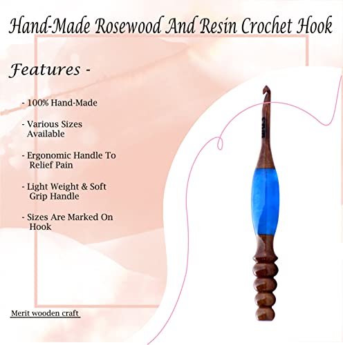 Wooden Ergonomic Soft Handle Crochet Hooks – Comfortable & Eco-Friendly Crochet Hooks - Epoxy Resin Crochet Hook Knitting Needle Weave Yarn Craft. (3.5mm) - size: 3.5mm