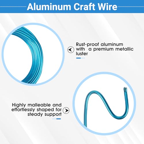 2 Rolls Aluminum Craft Wire, 18 Gauge (1mm) Flexible Metal Wire for Jewelry Making, 65.6 Ft (32.8 Ft/Roll) Bendable Armature Wire for Bonsai, Sculpting and DIY Crafts [Aqua Blue] - size: 18Gauge 32.8Ft Each, style: Aqua Blue