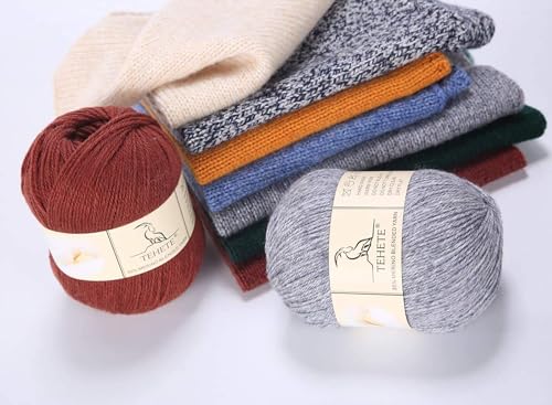 Merino Wool Yarn for Knitting 3-Ply Soft Lightweight 150g Crochet Yarn (White Grey) - color: White Grey, size: 3 Balls Pack