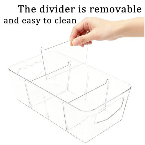 SPACELEAD 10 Pack Ultimate Clear Organizer Bins with Removable Dividers | The complete house organization solution for large families.Categorize everything from laundry supplies to pantry bulk items.