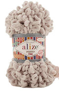 Alize Puffy Fine Baby Blanket Small Loop 100% Micropolyester Soft Yarn skeins 400gr 64yds (599 - Bone ) - color: 599 - Bone