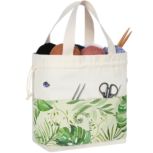 TOGETRUE Yarn Bag, Knitting Crochet Tote Bag, Yarn Storage Bags Organizer, Crochet Bags for Crocheting Project, Store Skein Ball, Short Knitting Needle (Green) - color: Green, size: Small