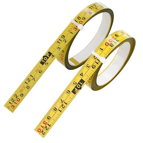 2Pcs Steel Self-Adhesive Measuring Tape, Imperial & Metric Tape Ruler | Left To Right and Right To Left Stick On Tape Measure Sticker Ruler for Workbench, Woodworking, Saw & Drafting, 310cm/122Inch - size: 3m