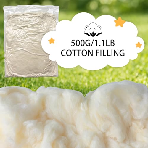 Cotton Stuffing 500g/1.1lb Natural Yellow Soybean Fiber Craft Filler | Soft Amigurumi Stuffing, Perfect for Teddy Bears, Stuffed Animals, Crochet Projects & DIY Handcrafts - color: 500g Cotton Stuffing Natural Yellow