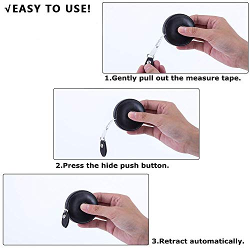 Tape Measure Body Measuring Tape 80inch/205cm Lock Pin Retract Tape Measure for Tailor Fitness Clothes Sewing Handcrafts Weight Loss Body Measurement - color: White,Black,White