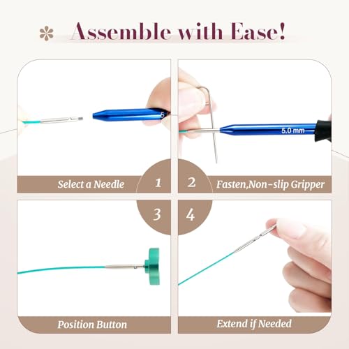 Yarniss 18 Pairs Circular Knitting Needles with Swivel Cable,US Sizes 0-15 | Aluminum Interchangeable Knitting Needles Kit with 4 Free-Memory Cables and Storage Case - color: Navy