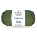 Estako Royal Cotton, 100% Mercerized Giza Cotton Yarn, Olive Green | soft, silky sheen, super fine, fingering 1, sock weight, 50 g, 137 yds, baby clothes, summer tops - color: 5062, size: 1 Skein