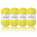 NICEEC 4 Skeins Soft Baby Cotton Yarn- Bright Yellow | 4 Ply, DIY Craft, Fingering Weight, Blanket Yarn for Crochet & Knitting, Total 700yds/7.05oz - color: Bright Yellow