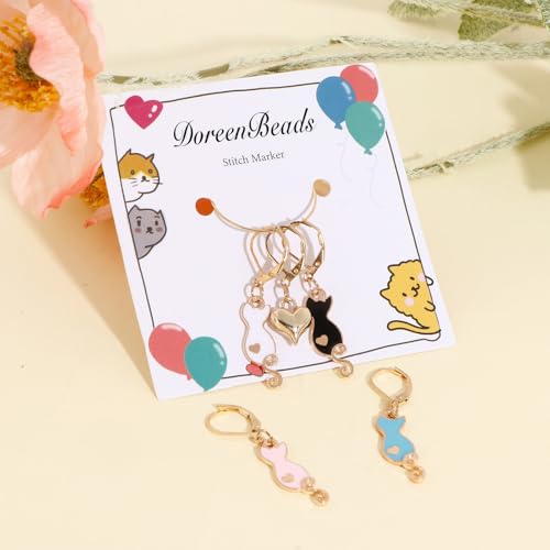 DoreenBeads Stitch Markers for Crocheting and Knitting | Alloy Enamel Crochet Marker Crochet Gifts for Knitting Weaving Sewing Accessories Quilting Jewelry Making - color: Cats Sitting on the Back
