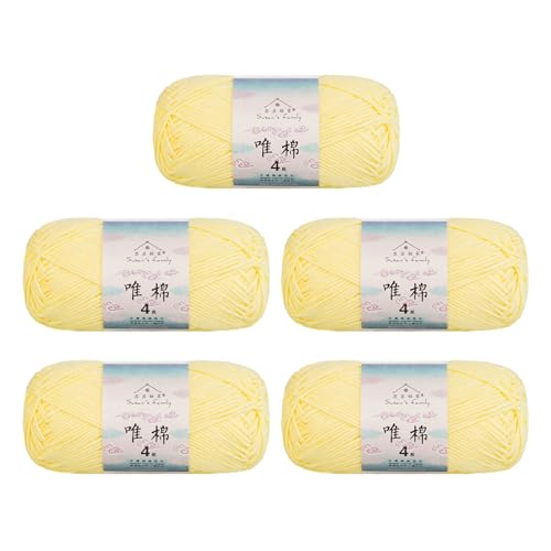 Susan's Family Combed Cotton 4 ply Yarn 5x50g-5Packs-16#Lemonade | 5skein pack balance 60cotton40acrylic blend Fingering Yarn Soft breathable durable crochet and knit baby blanket cardigan toy - color: 16#Lemonad