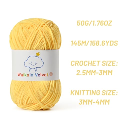 2 Pack Fluffy Chenille Yarn for Crocheting, Baby Yarn for Crocheting Soft, 100g/3.5oz Velvet Amigurumi Yarn, Fingering Weight Yarns for Crocheting Baby Blankets、DIY Craft.(2 Yellow) - color: [2 Yellow]
