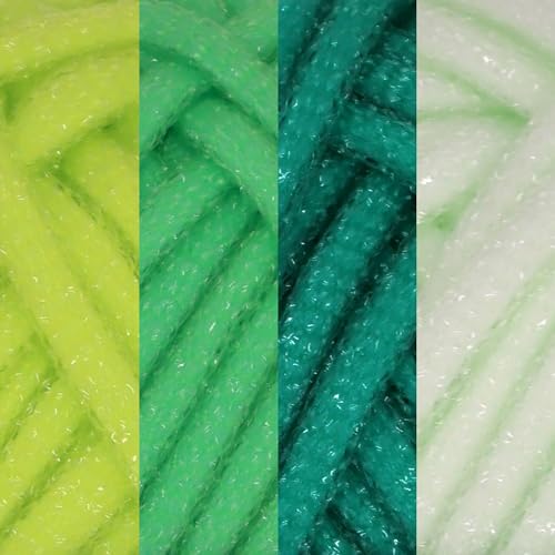 JubileeYarn Spongy Dish Yarn, Shades of Green, 50g/Skein, 4 Skeins | Chunky, Nylon, Dishcloth - color: Shades of Green, size: 4 Skeins