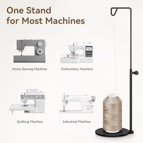 11.22"-18.31" Adjustable Cone Thread Holder for Sewing Machine, Matte Black | Heavy Metal Base, For Large Cones, Embroidery Serger or Quilting