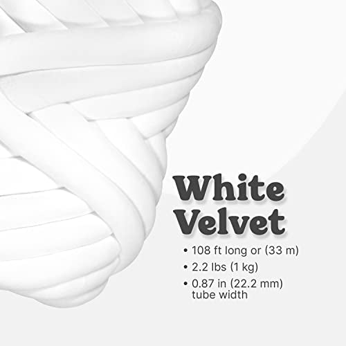2.2 LBS of Super Soft Velvet Bulky Yarn, 36 Yards | For Hand Knitting Blanket, Pillows, Handbag, DIY, White, Arm Knitting Chunky Braided Knot Throw Blanket, Weave Craft Crochet - color: White (Velvet)