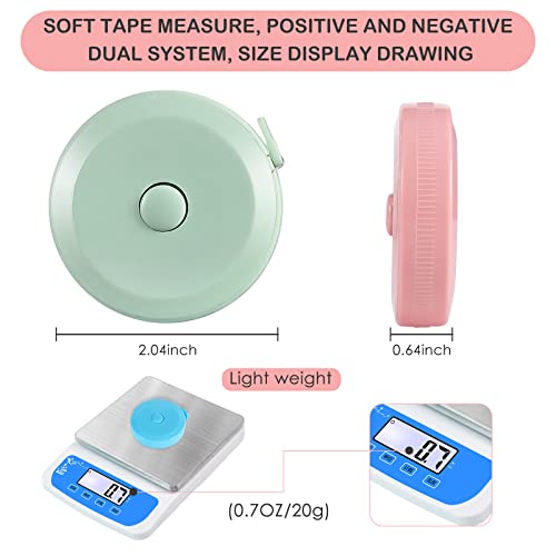 12 Pack Soft Retractable Measuring Tape Double-Scale 60-Inch/150cm for Body Measuring 12 Metric Tape Measure Sewing Craft Cloth Tape Measure Tailor Cloth Knitting Home Craft Measurements- 12 Colors