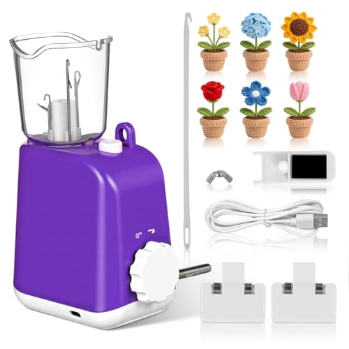 Abaodam Automatic I-Cord Knitting Machine: Electric i-Cord Maker Tool Knitter Crochet Machine - Knitting Yarns Efficiently - Hands-Free for DIY Crochet Projects - color: Purple