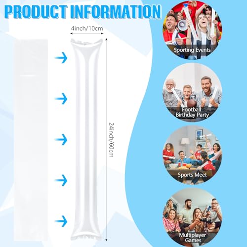 36 Pcs Cheerleading Pom Poms Thunder Sticks and Hand Clappers - color: white