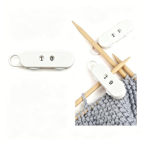 3D Printed Knitting Counter Universal Manual Knitting Stitch Counter for Crocheting Double Digits Spinner Knitting Needle Marking Tool (White) - color: White