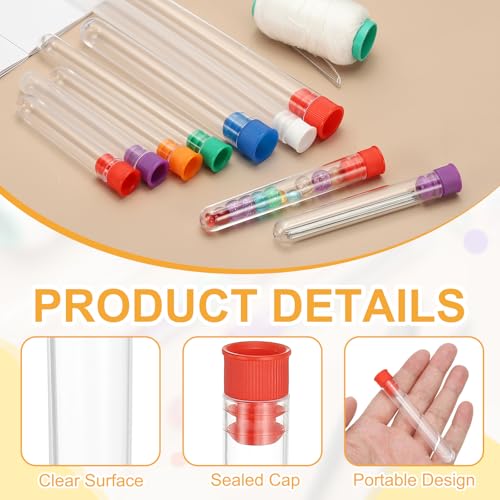 PATIKIL 3.9" Length Plastic Sewing Needle Storage Holder, 16 Pcs Portable Embroidery Needle Clear Pin Toothpick Storage Tubes Case for Craft Knitting, Red - color: Red, size: 3.9"