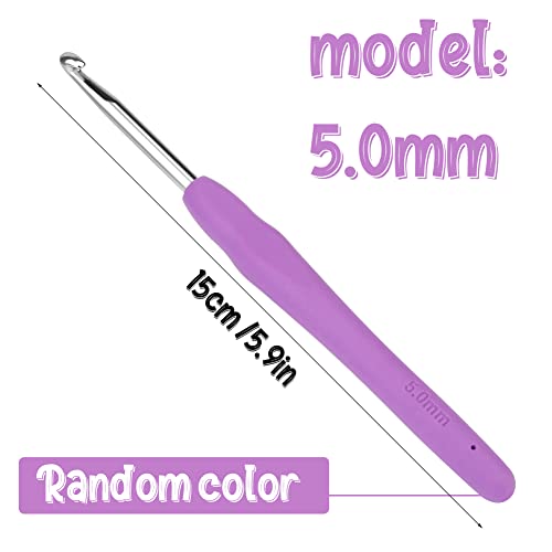 SHWAKK Crochet Hook, 5.0 mm Ergonomic Crochet Hook for Arthritic Hands | Crochet Needles, Knitting Needles with Soft Handle Beginners and Experienced Hobbyists (5.0 mm) - size: 5.0mm