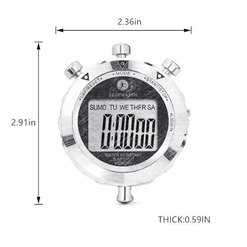 Stopwatch, Metal Stop Watch for Sports 10/100/400 Laps, Stopwatches Timer for Coach Sports Running with 0.01second & 0.001second Timing, Conutdown, Alarm - color: 2 Lap Backlight-metal
