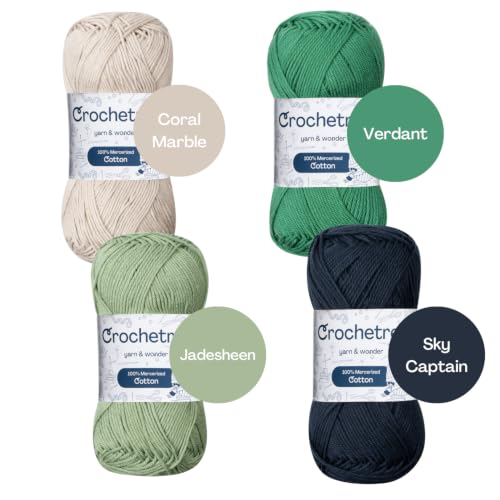 Premium Mercerized Cotton Yarn for Crochet & Knitting – Fingering Weight 4-Ply, 50g (1.76 oz) / 125 m (136 yds), High-Gloss, Anti-Splitting, Fade-Resistant Cotton (Cold Nature) - color: Cold Nature
